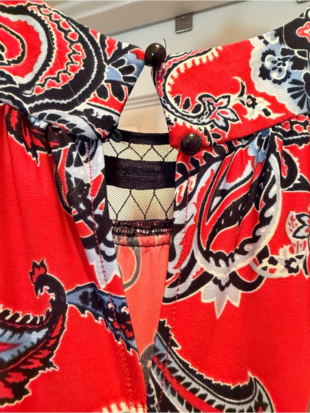 Roz & Ali Red Paisley Maxi with Navy Accents - Picture 3 of 5